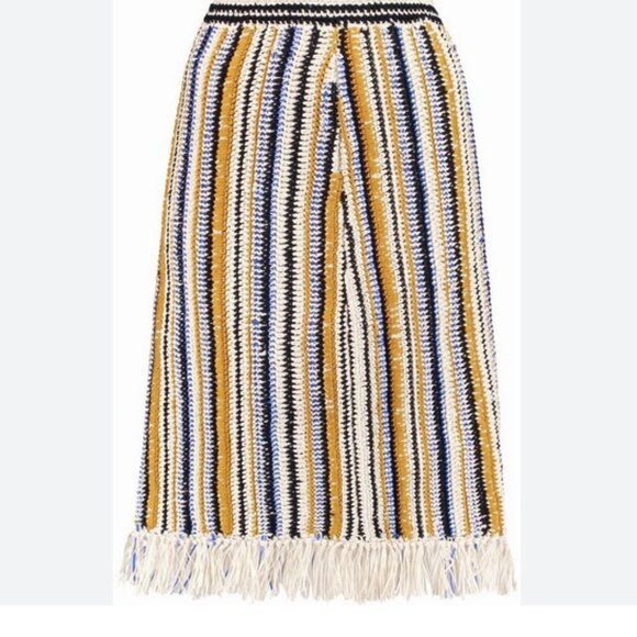 Tory Burch Yellow and Blue Patterned Midi Skirt - Picture 2 of 14